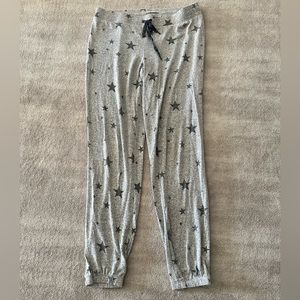 PJ Salvage Grey and Black Stars Fleece Joggers Size L